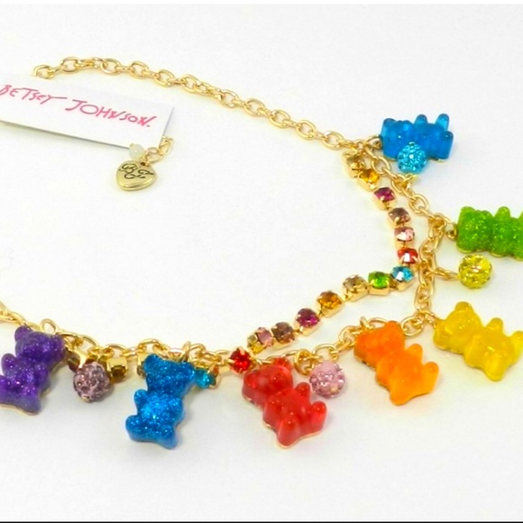 Betsey Johnson Rainbow Gummy Bear Fireball Necklace NWT - Picture 2 of 8